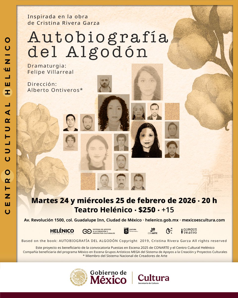 Tenemos pases dobles para que asistan a “Autobiografía del Algodón” HOY 8PM en el <a href="/Helenico/">Centro Cultural Helénico</a>

Únicamente:

🌟Nombre completo 
🌟Like y RT 

Y listo ya estás participando 🎭🎁