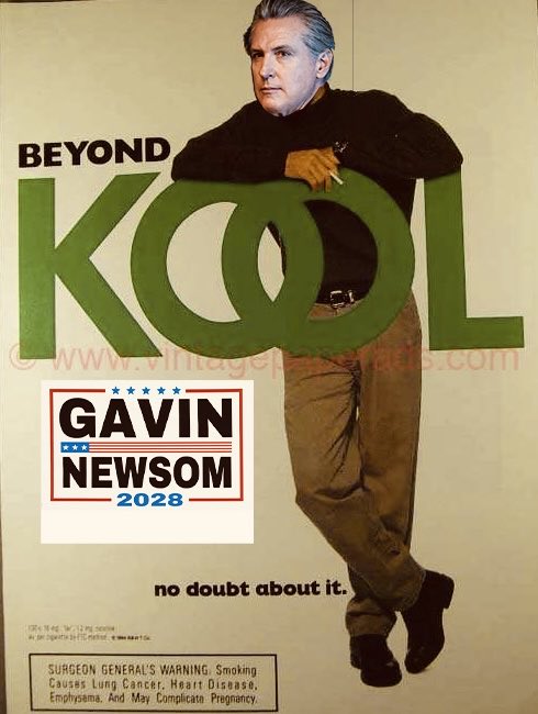 LandauDave's tweet photo. The only thing Gavin Newsom likes to burn more than a Kool is the Pacific Palisades. https://t.co/pMiocQqbUC