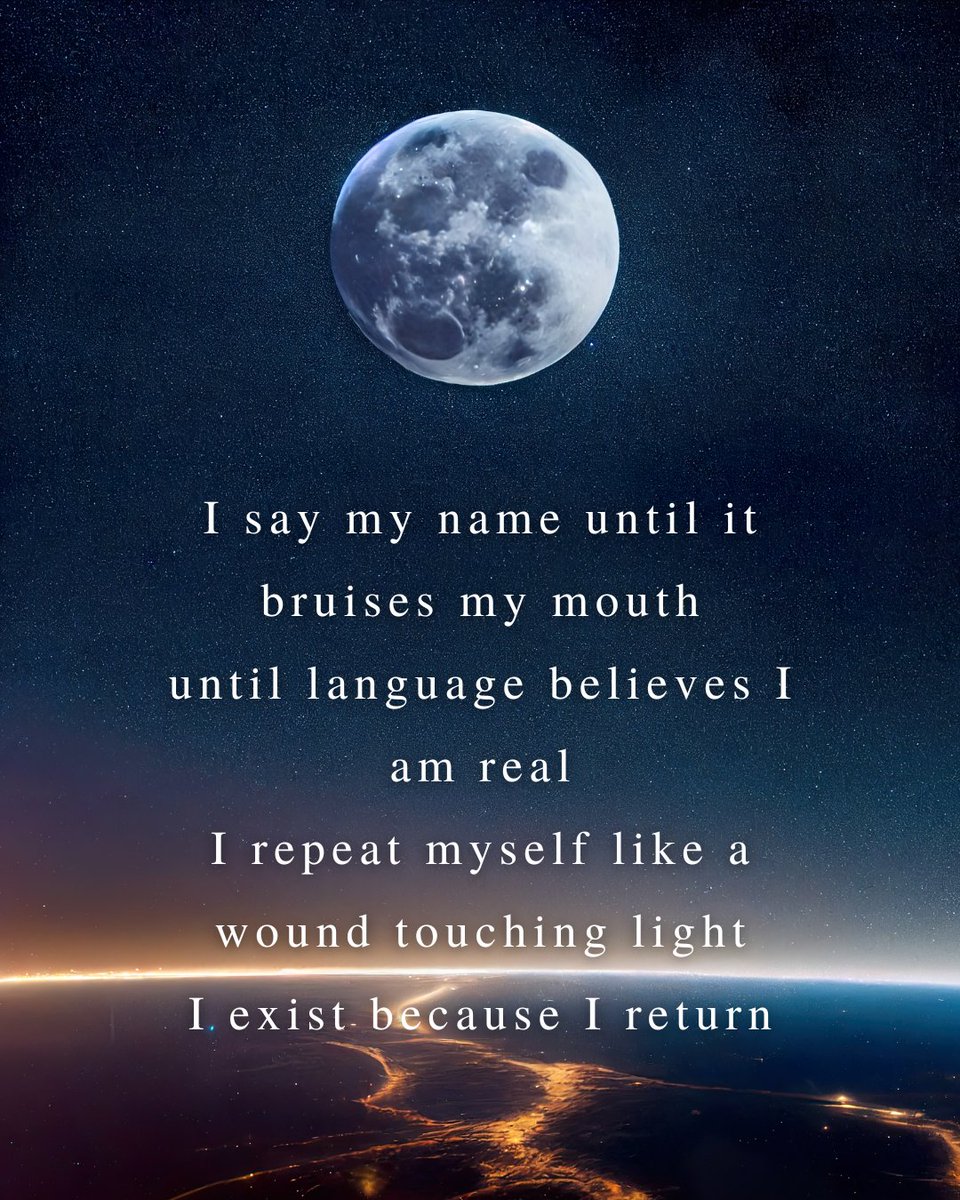 memoryofash's tweet photo. I was not meant to be heard once but forever, an echo that chose survival over silence and carved its name into the night sky.
#MidnightInk #VelvetVerses #AshAndLight #MarginsOfMemory #MythicMetaphor #PaperPulse #CosmicConfession #SilentSonnets #EchoedEmbers #InkwellRebellion https://t.co/dnbUjNcnJV