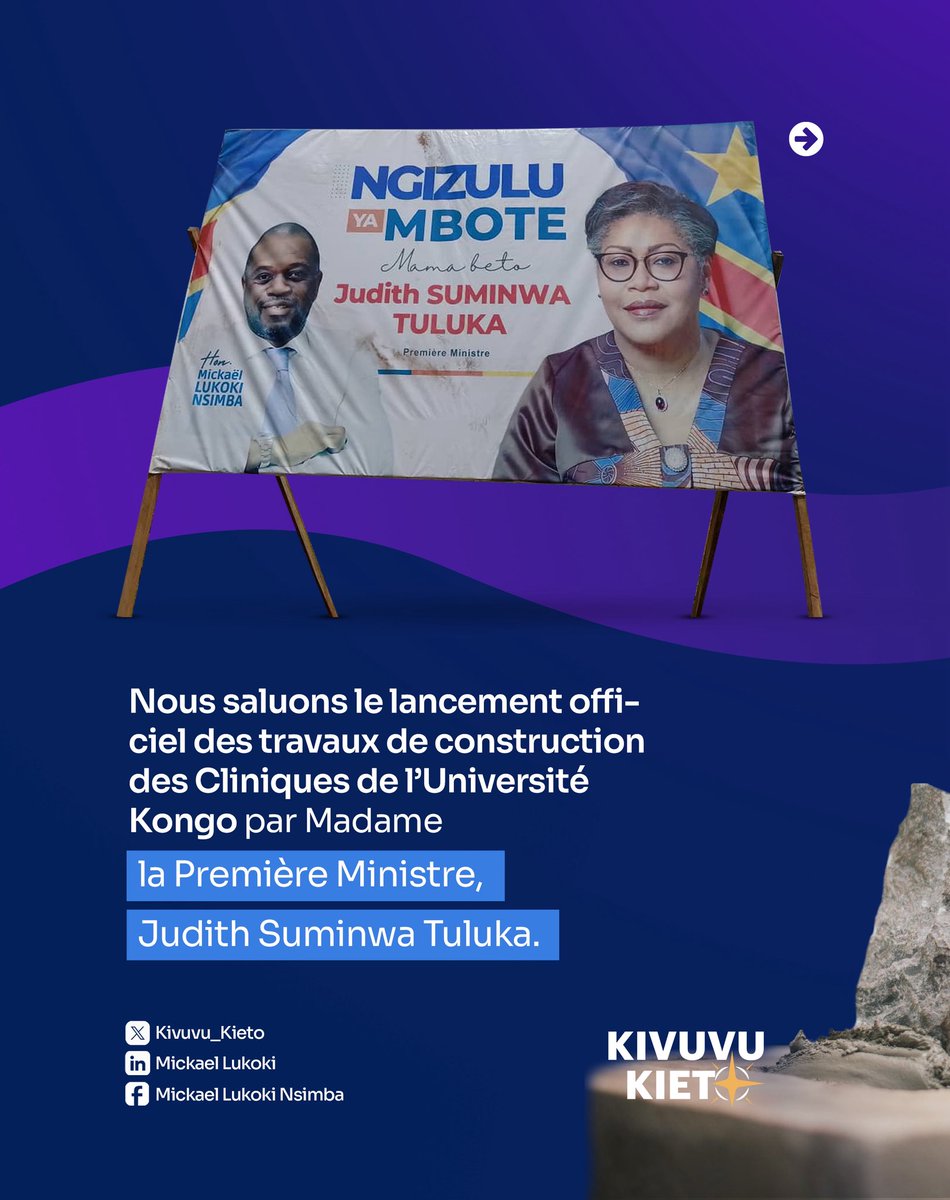 Kivuvu_Kieto's tweet photo. La pose de la première pierre des Cliniques de l’Université Kongo par la Première Ministre @SuminwaJudith , marque un engagement concret pour la santé, la formation et l’avenir du Kongo Central. https://t.co/Zaow6qFZDx