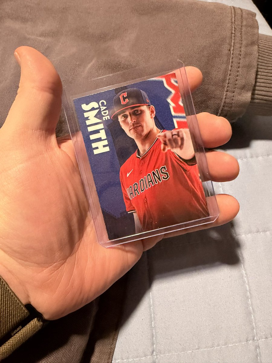 OneLegEvan's tweet photo. Today’s #PocketCard is actually a magnet. But idc. The @CleGuardians sent me this, I’ll treat it like a card. And Cade Smith is now my favorite Guardian. https://t.co/Kk1jIxfbtn