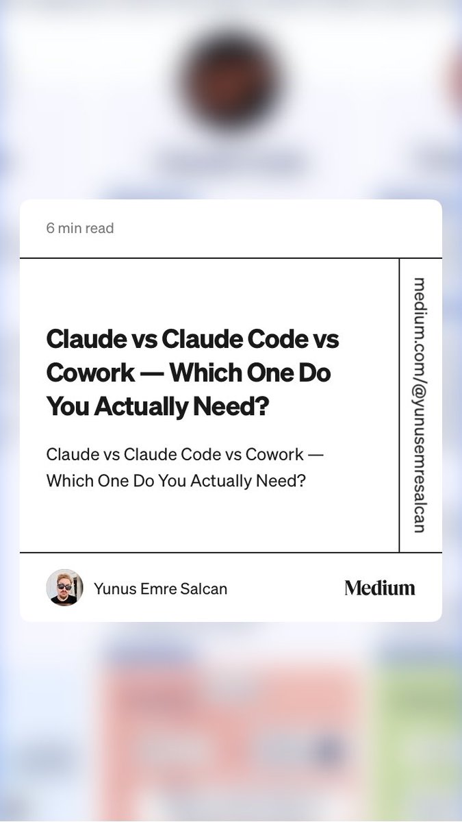 “Claude vs Claude Code vs Cowork Which One Do You Actually Need?” #claude #claudecode #cowork  medium.com/@yunusemresalc…