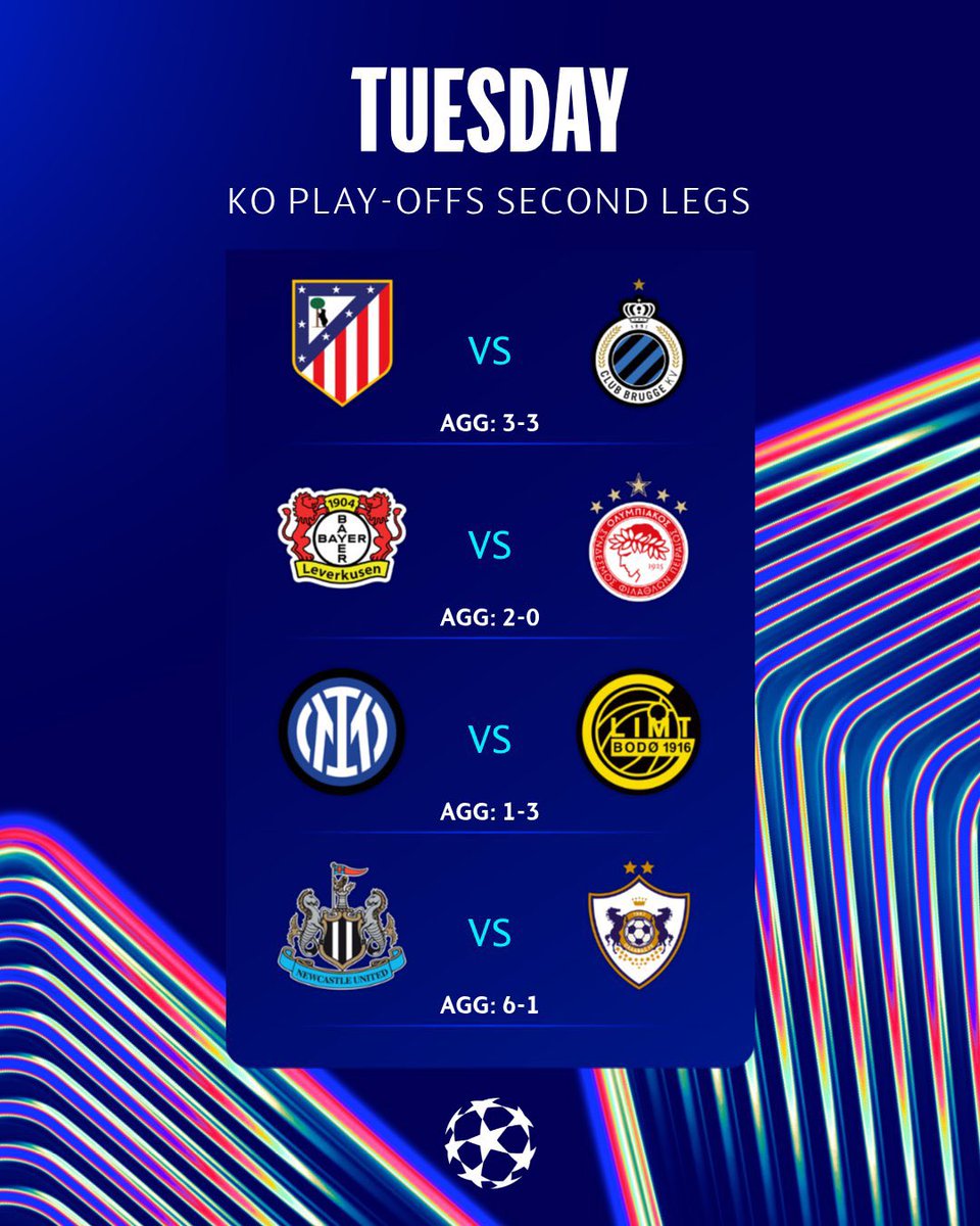 It’s a massive night in the UEFA Champions League! We have reached the crucial second-leg matches of the knockout round play-offs today, Tuesday, February 24, 2026.

Who’s going through? 👇

#ChampionsLeague #UCL #Matchday