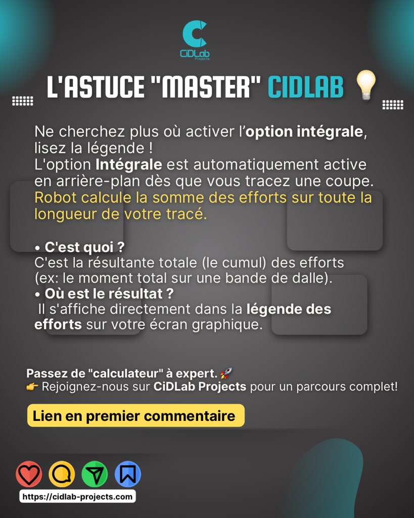 cidlab_projects's tweet photo. Vos dalles sur Robot, vous les maîtrisez vraiment ? 🏗️

La cartographie montre… la Coupe confirme. 📐

✅ 3 coupes stratégiques
✅ Ferraillage réel
✅ Option « Intégrale » pour valider vite

Arrêtez de deviner.
👇 Lien en commentaire

#GenieCivil #RobotStructural #BTP #Eurocode2 https://t.co/eyATLSezaS