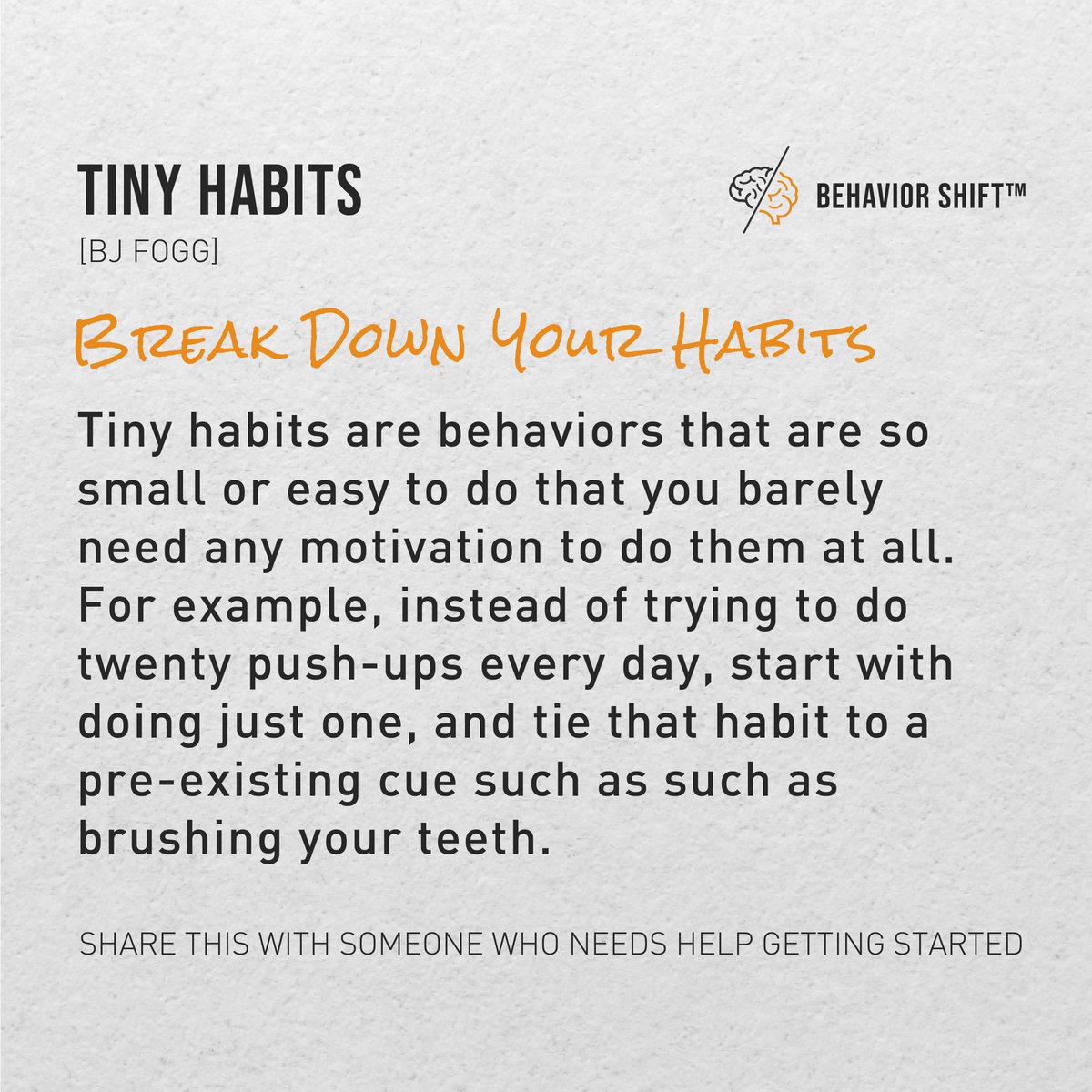 BehaviorShift's tweet image. Big goals fail when they feel too hard.

Tiny habits work because they feel easy.

Start with 1 push-up. 1 sentence. 1 minute.

Consistency &amp;gt; intensity.

What’s one tiny habit you can start today?

#TinyHabits #BehaviorShift #HabitBuilding #Productivity