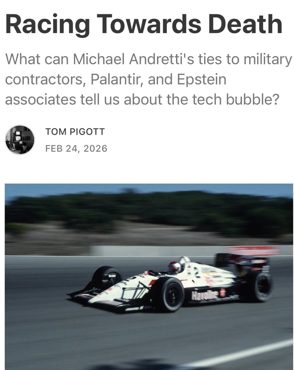 INDIANA

It’s the Indiana Economic Development Corporation. 

The implosion is near.  💥 FINISH THE DAMN AUDIT! 

The Andretti family dynasty has long been synonymous with just one word: racing. But what does an athlete do once his racing days are over? 

Michael Andretti is a