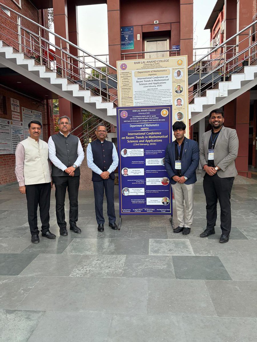 RLAC_DU's tweet photo. The Department of Mathematics at Ramlal Anand College, University of Delhi, hosts an International Conference on “Recent Trends in Mathematical Sciences and Applications,” promoting research, interdisciplinary dialogue, and undergraduate participation in real-world mathematics. https://t.co/AezvMRSliY