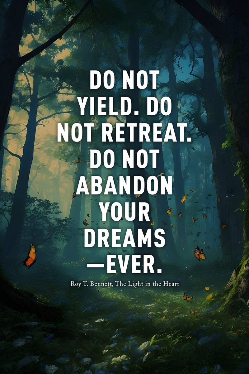 Do not yield. Do not retreat. Do not abandon your dreams—ever.
Roy T. Bennett, The Light in the Heart