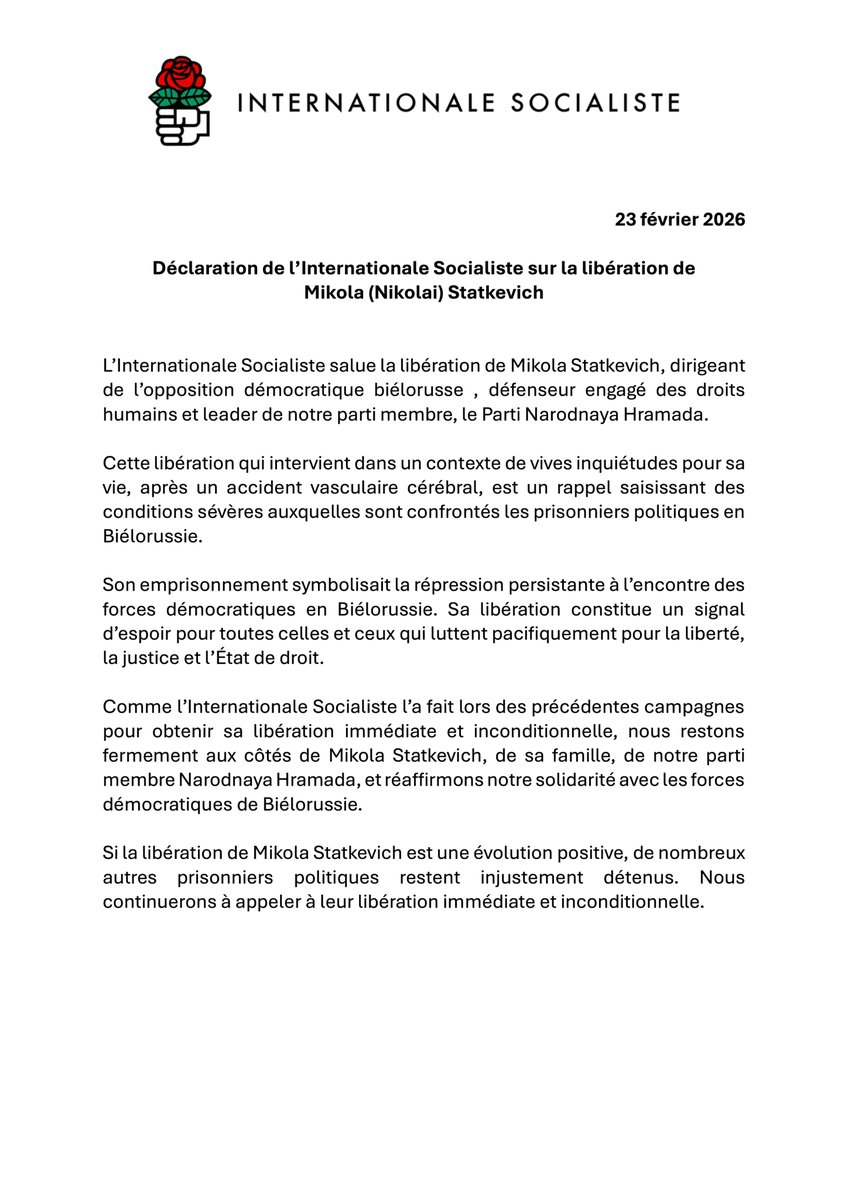 Socialist International tweet media