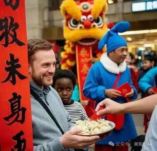 li4387430076516's tweet photo. 中国年里的团圆、祈福、温暖，是全世界都能共情的美好。“成为中国人”（#BecomingChinese），吸引着海外民众，具体而深度地参与。
看着老外们在中国街头笑得开怀，跟着咱一起热热闹闹过大年，才发现最动人的文化，从来都是双向奔赴的欢喜。 https://t.co/kUB3ezs3mG