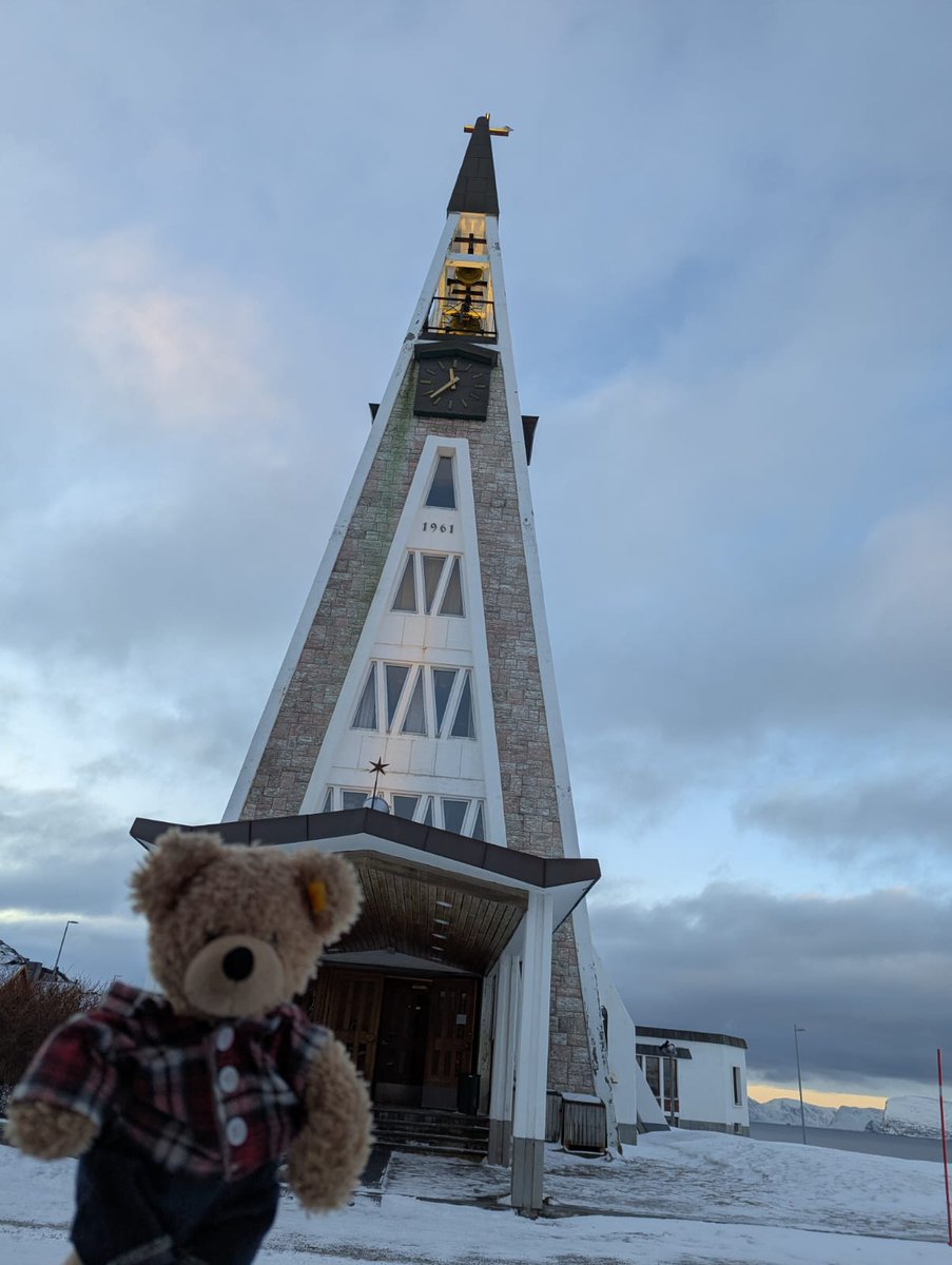 FlynnTheBear's tweet photo. I've found a Toblerone church in Hammerfest. #Flynn #FlynnTheBear #Toblerone #Hammerfest https://t.co/WA7t22icyf