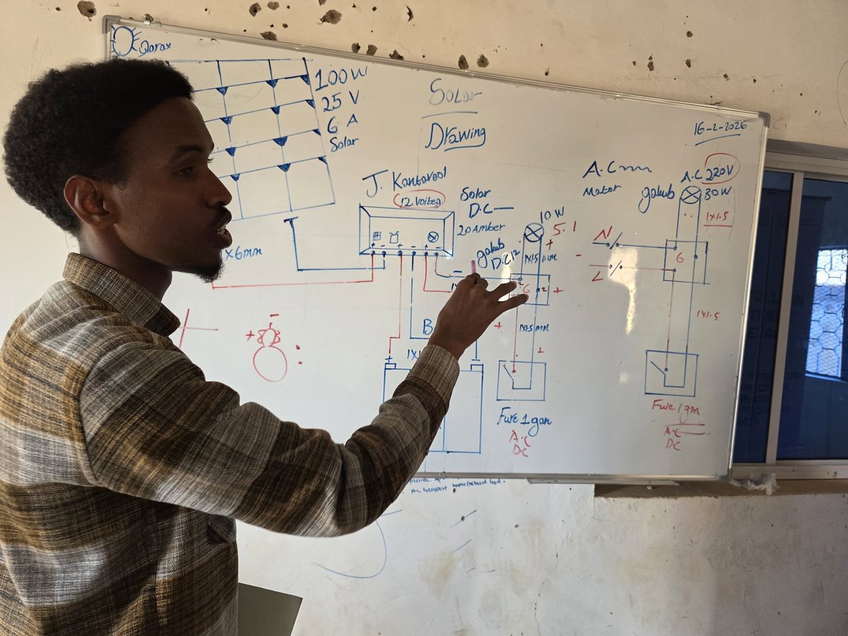 Shaqodoonorg's tweet photo. 🧵Our management visited Gardo &amp; Bossaso Technical Training Centers to witness the progress of solar installation &amp; maintenance trainings under the EU-funded #EUIMPACT initiative.

1/2 https://t.co/ZoCzOB2jjp