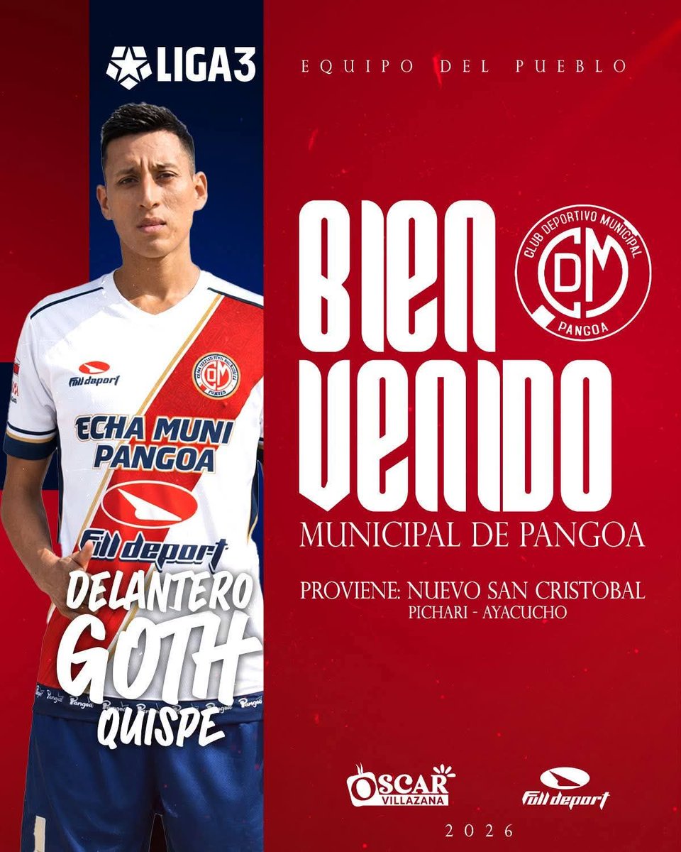 Kozac1's tweet image. #Liga3 Municipal de Pangoa anuncia 3 refuerzos de peso para el torneo 2026, Goth Quispe (uno de los goleadores del año pasado) y José Canova (Experimentado defensa) resalta en las primeras incorporaciones del cuadro edil.