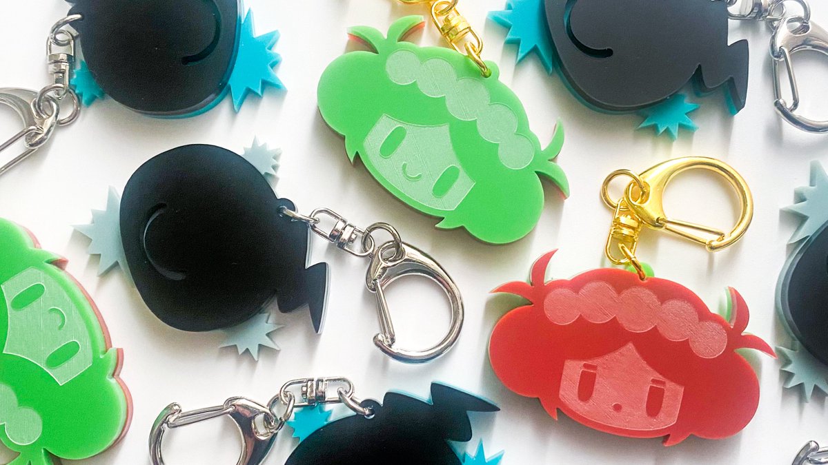 #ポックエ14 のスペース番号は
【黄ポップ🟡い3】でした！

今日告知した譜面トートの他には
こんな感じのアクキーを頒布予定です✨

もう1キャラくらい増える…かも