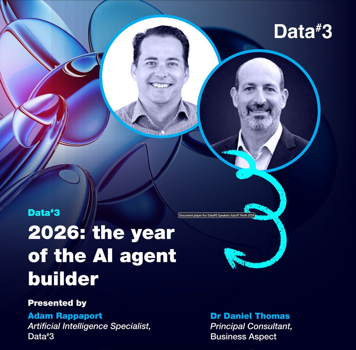 geekdan's tweet photo. It's been over 25 years since I first started writing about autonomous agents and collaboration. Now the dreams are becoming reality!

Join @adam_x_mentis and I at #JuiceIT where we will be talking about 2026: The year of the Agentic AI Builder. 

See you there!

@businessaspect @Data3Limited