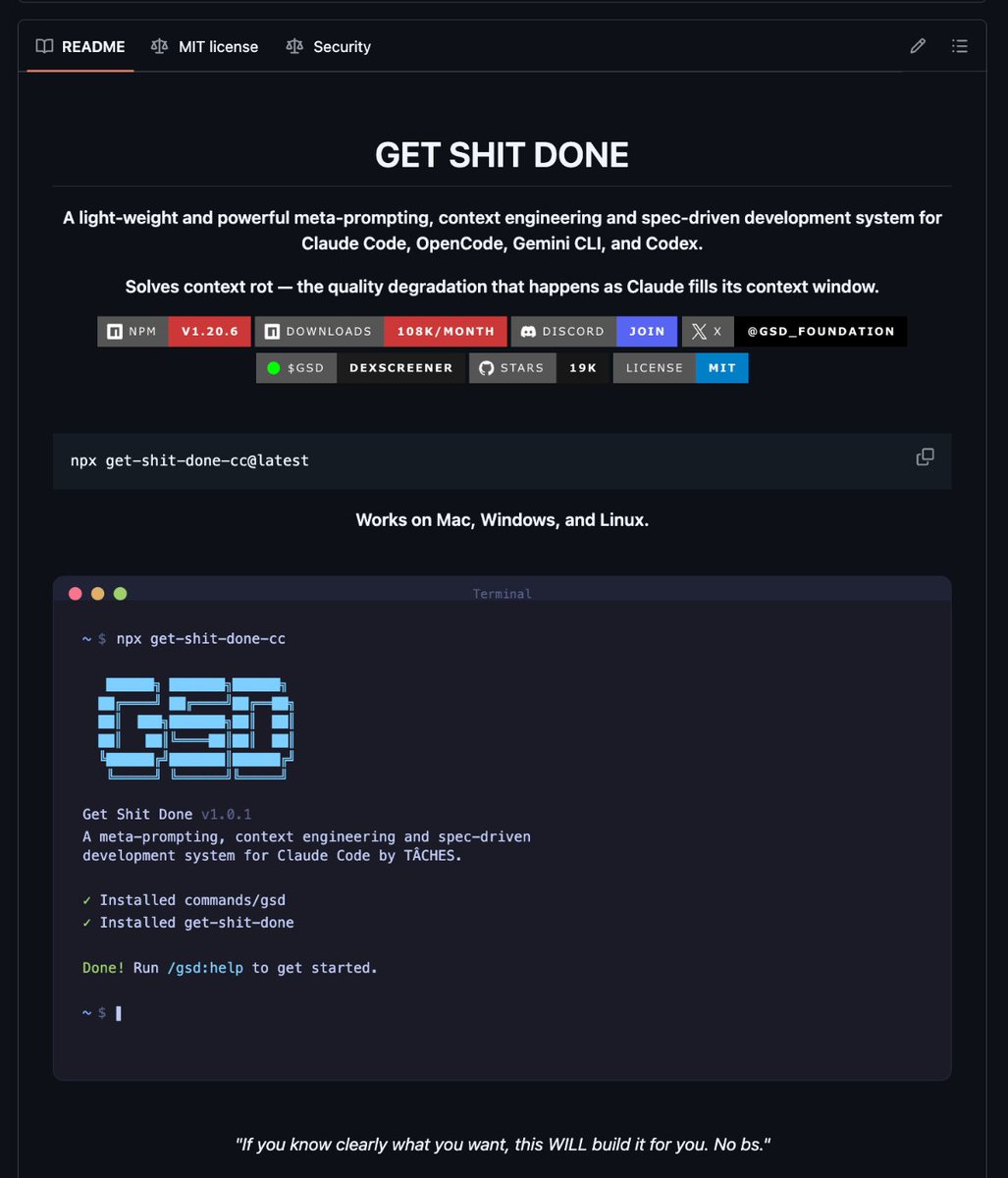 🚨 This is how engineers at Amazon, Google, and Shopify actually use Claude Code.

It's called GSD (Get Shit Done) and it solves context rot the quality degradation that destroys your Claude Code sessions as the context window fills up.

No BMAD. No enterprise sprint theater. No