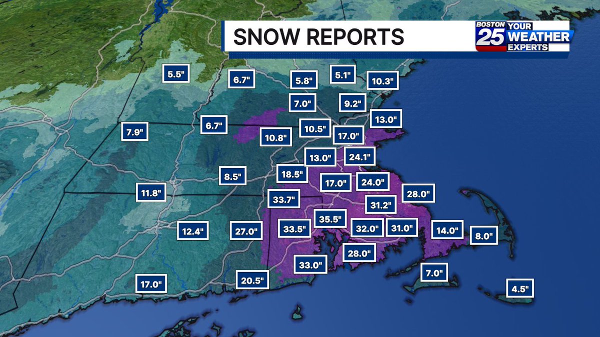 ShiriSpear's tweet image. RECAP!  Providence had the biggest #snowstorm on record. Boston had 17.1" which was a daily record for Feb 23. Worcester has 13.9" which was a daily record too. @boston25