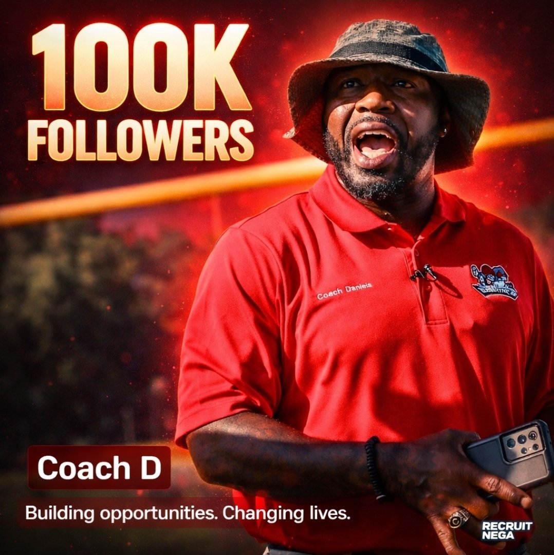 100,000 FOLLOWERS in under 4 years. 

From Northeast Georgia to nationwide impact.

Every post. Every evaluation. Every opportunity created for athletes chasing their dream.

This is just the beginning.
– Coach D
#RecruitNEGA #100K #FootballRecruiting #CoachD #ExposureMatters