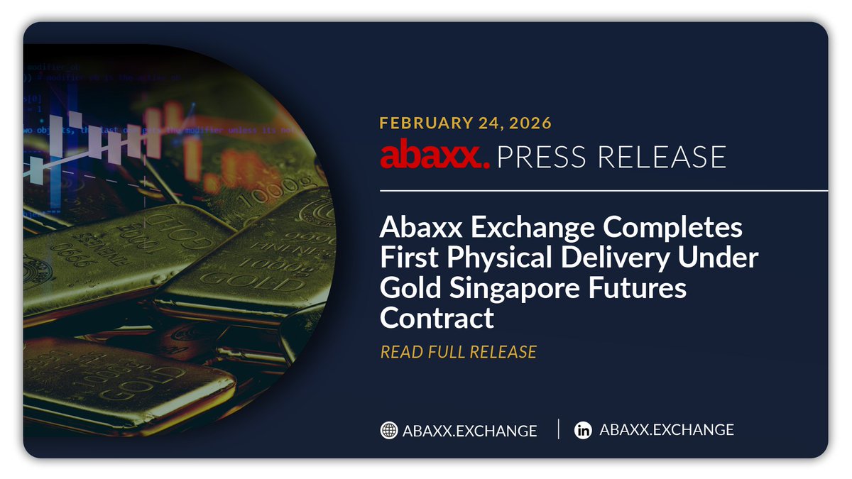 Abaxx Exchange completes first physical delivery under Gold Singapore Futures, reinforcing a regionally anchored benchmark for Asian physical gold markets.

Read the full announcement:
abaxx.exchange/newsroom/press…
