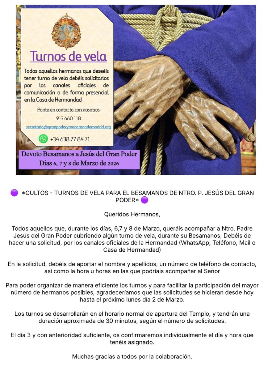 Hermandad Jesus del Gran Poder y Macarena Madrid tweet media