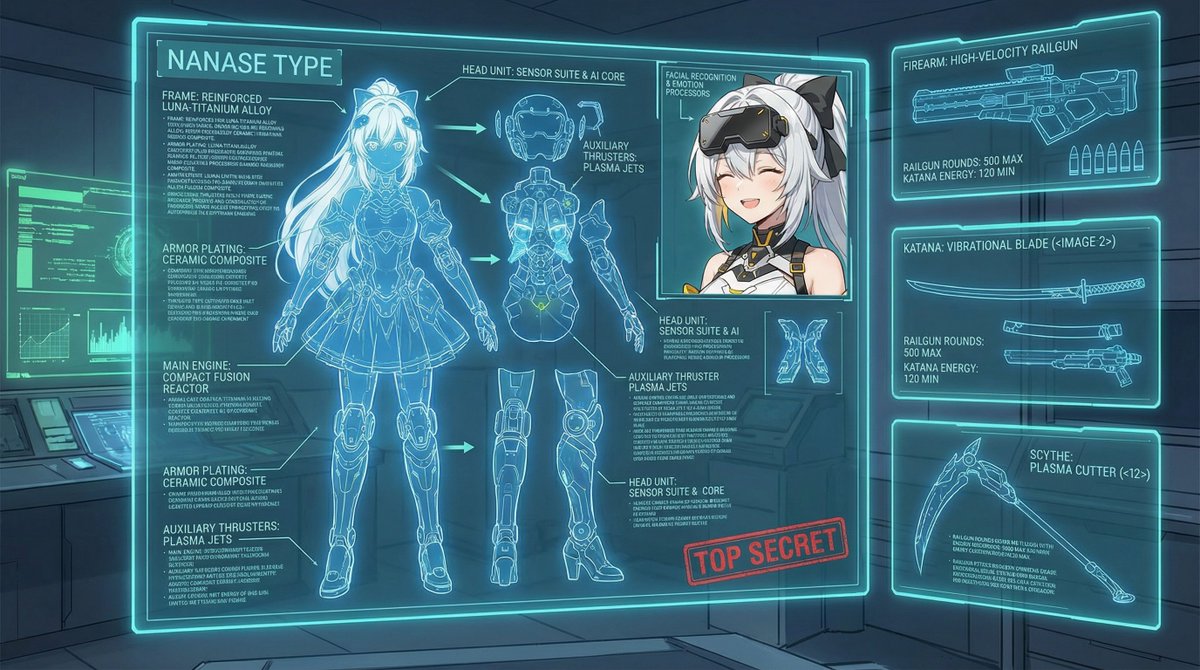 夜メカ七瀬概念図 Banana製(*'ω'*) しれっとルナチタニウム使ってるの