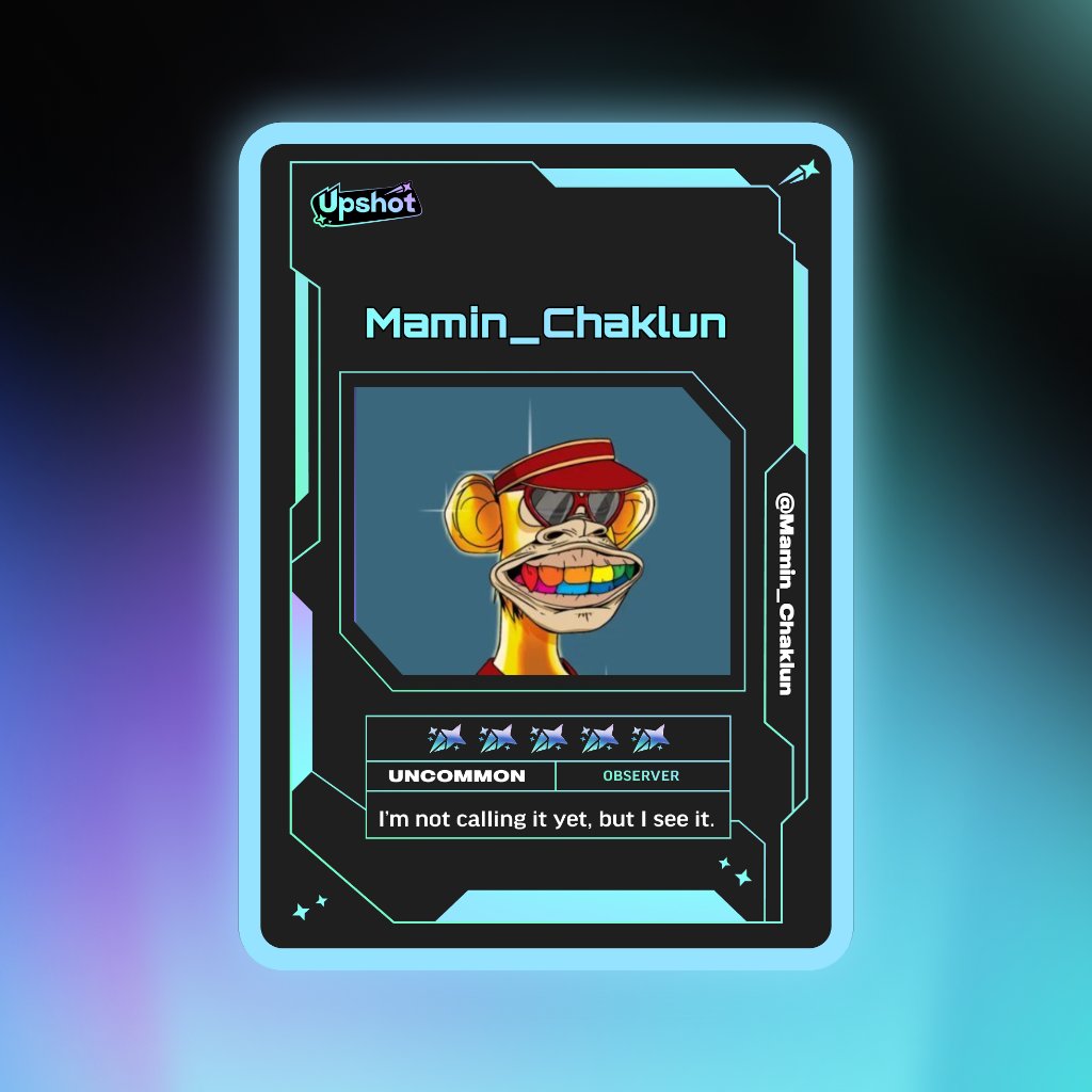 Mamin_Chaklun's tweet photo. Just ripped my Predictor Card!

Ready to claim instant cash prizes, free packs and more.

Welcome to Prediction Play on @upshot_cards

Your turn
https://t.co/Y9bz9dHHzy

(PASTE IMAGE HERE) https://t.co/kDalkSxFHq