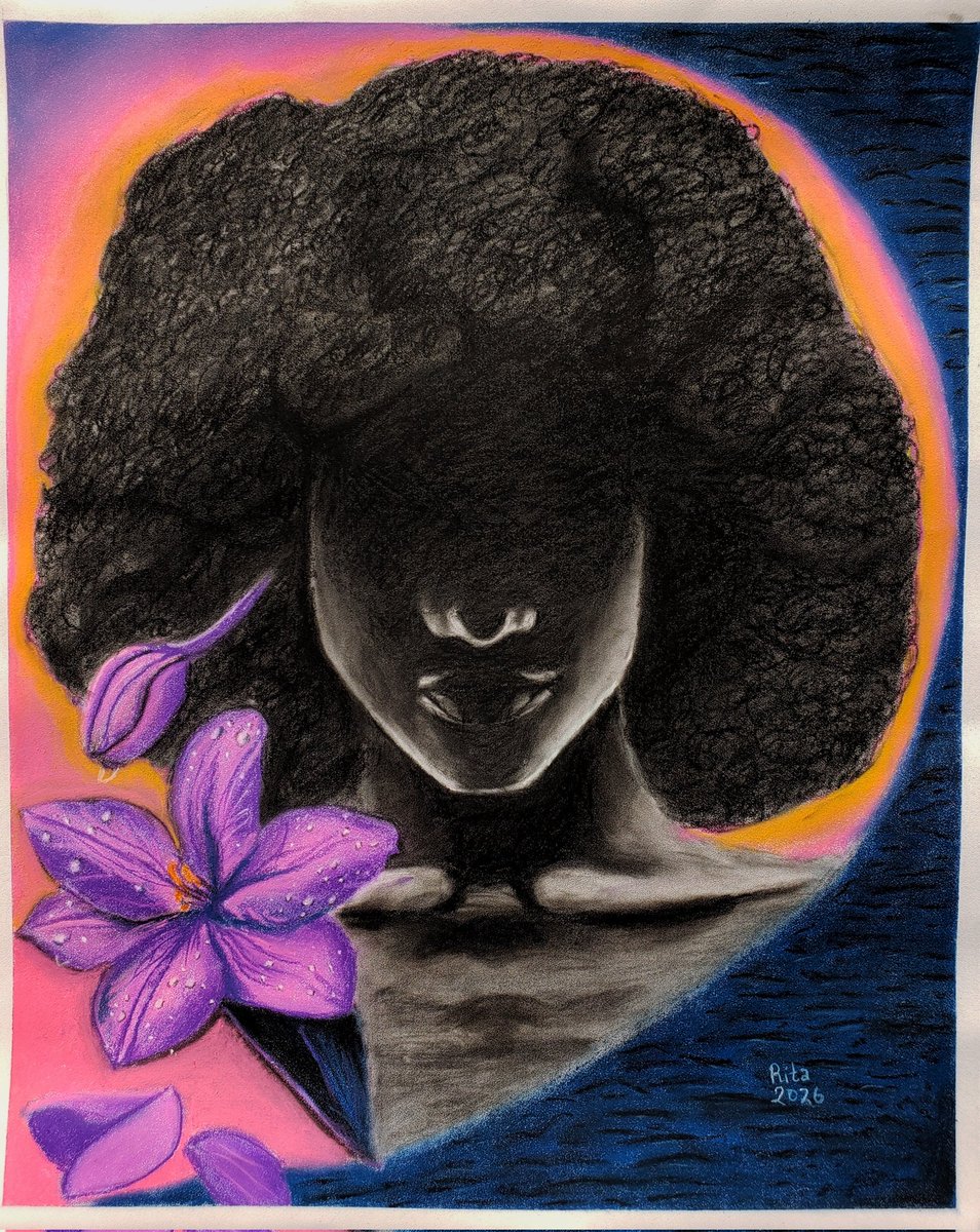 rita_uguru's tweet photo. New art - GRACE
Medium: Charcoal &amp; soft pastels on paper.
Size: 52 x 63cm.
Year: 2026.

Grace - A presence that gives without demanding to be seen. https://t.co/Tkr9kilr2E