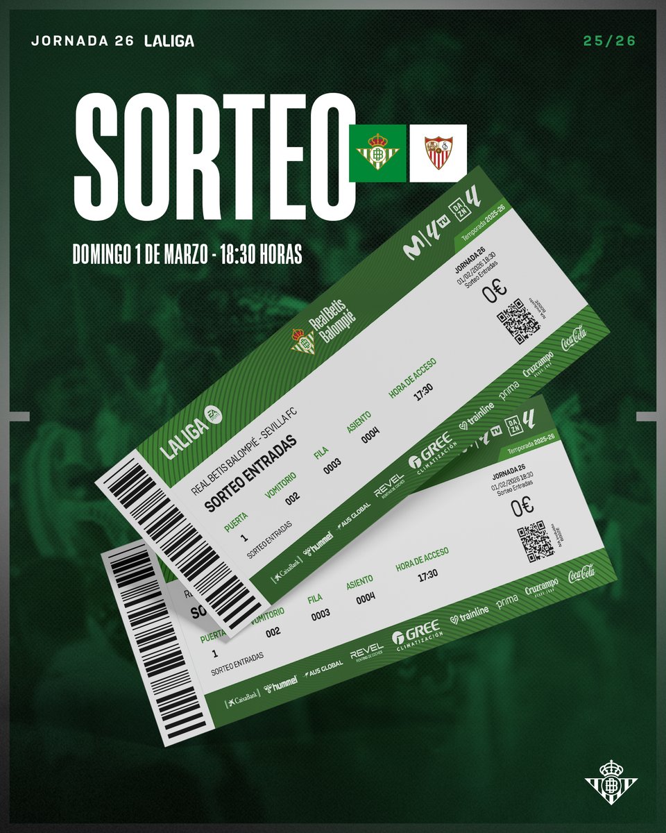 ¡Sorteamos 2 entradas para #ElGranDerbi entre todos los que hagáis repost a esta publicación! 🎟