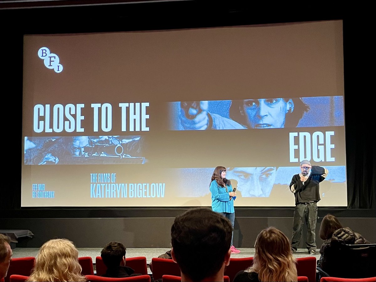 KellySmithEsq's tweet photo. Utterly awesome seeing Kathryn’s Bigelow’s Near Dark at the @BFI yesterday with my old bud Sean Garland. The 35mm print was pristine and the intro by Joshua John Miller (Homer himself!) was an inspiring paean to celluloid. https://t.co/0qNjx49lDj