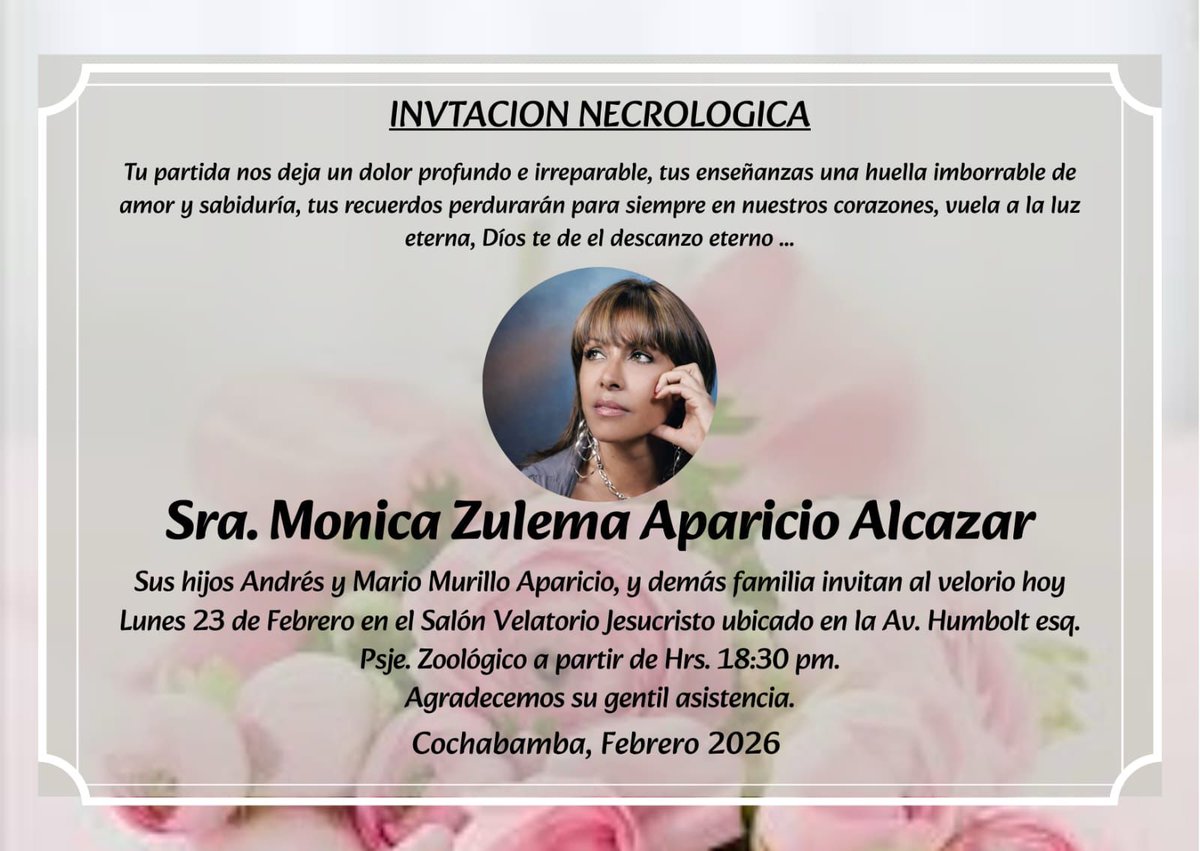 Ha ido a gozar de Dios nuestra gran Patriota, luchadora por el 21F Monique Aparicio Alcázar. Sin ella nada de lo q vivimos hubiera sido posible. Es heroína nacional y brindamos el homenaje correspondiente. Hoy, misa de cuerpo presente 12:30 en Cbba. Las Plataformas homenajeamos.