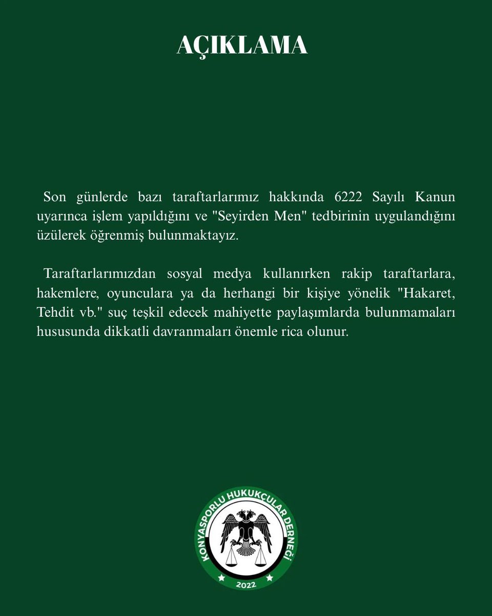 Konyasporlu Hukukçular Derneği tweet media