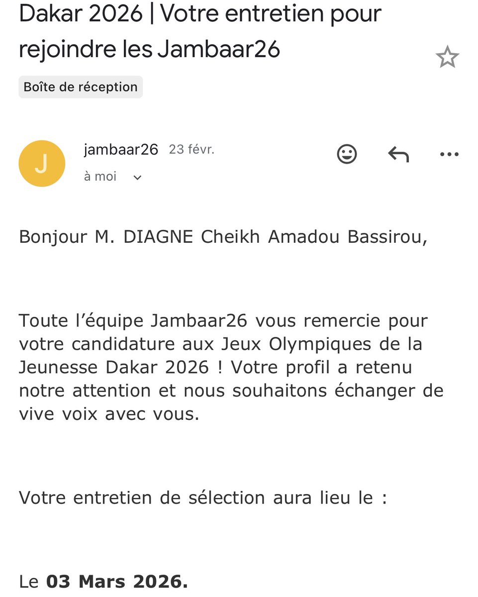 Je viens de recevoir cet e-mail des jambaar26 dans ma boîte mail et je pense qu’ils se trompent de personne ce n’est pas mon nom