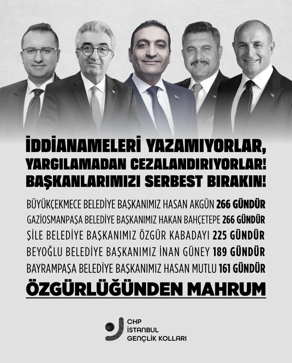 chpgopgenc's tweet photo. İDDİANAMELERİ YAZAMIYORLAR, YARGILAMADAN CEZALANDIRIYORLAR!

BAŞKANLARIMIZI SERBEST BIRAKIN! https://t.co/9XIpUy48rZ