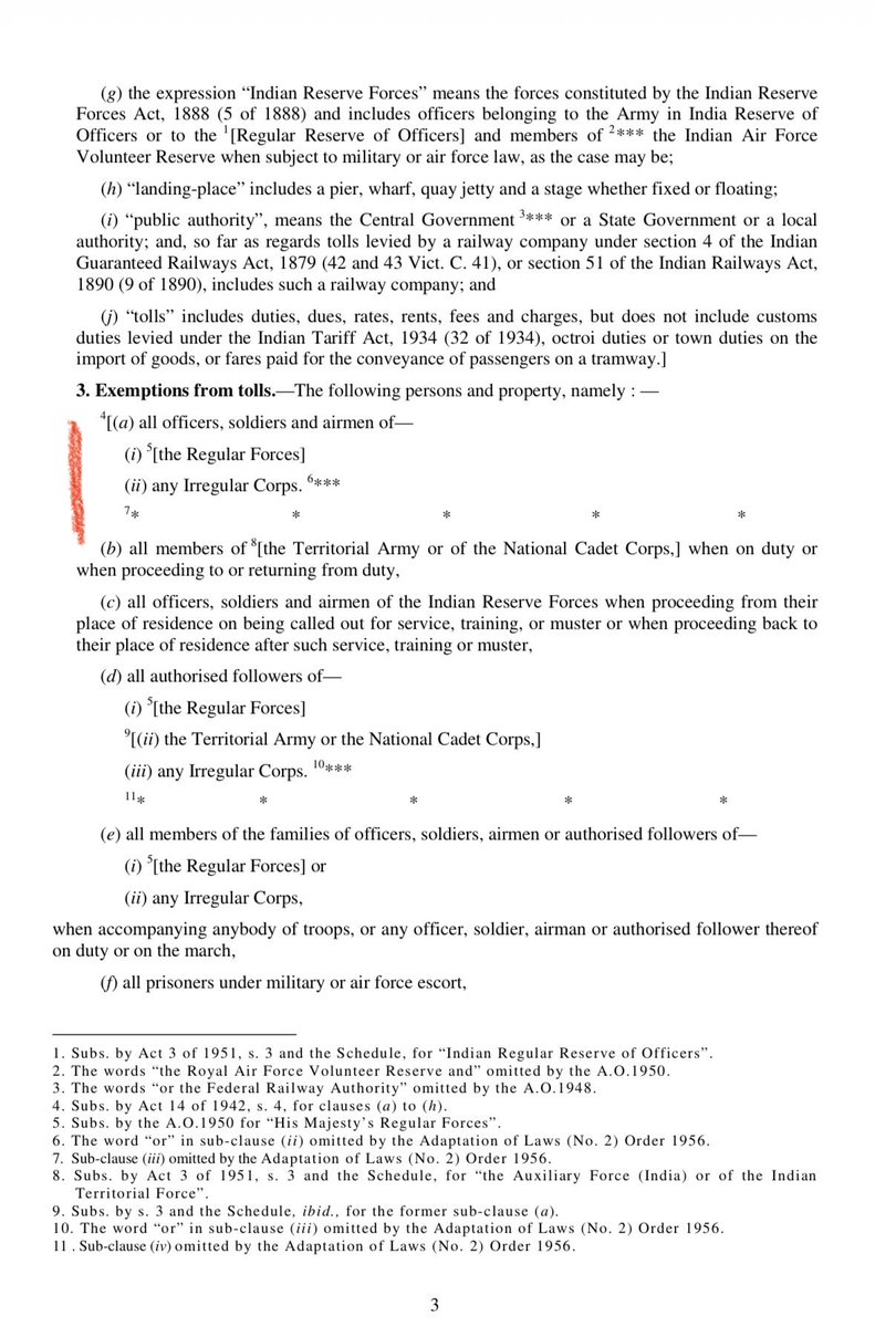 <a href="/PunamIndian/">Punam Indian</a> <a href="/OliveGrin17/">Olive Green</a> <a href="/manmohan16/">Manmohan</a> <a href="/kayjay34350/">Lt Gen Kamal Jit Singh (Veteran)</a> <a href="/WoodCheat/">Cheat Wood</a> <a href="/ChatyTheCheetah/">Dr. Ankur Chaturvedi🇮🇳</a> <a href="/vigoDoon/">Vikas Gosain</a> <a href="/Warrior_Mukul/">Colonel Mukul</a> <a href="/DefenceMinIndia/">रक्षा मंत्री कार्यालय/ RMO India</a> <a href="/PIB_India/">PIB India</a> <a href="/adgpi/">ADG PI - INDIAN ARMY</a> <a href="/IAF_MCC/">Indian Air Force</a> <a href="/indiannavy/">SpokespersonNavy</a> <a href="/SpokespersonMoD/">Ministry of Defence, Government of India</a> <a href="/HQ_IDS_India/">HQ IDS</a> <a href="/BrigMahalingam/">Brig V Mahalingam</a> <a href="/kakar_harsha/">Maj Gen Harsha Kakar</a> <a href="/SinghNavdeep/">Navdeep Singh</a> <a href="/vikramwkarve/">Vikram Waman Karve</a> <a href="/Jaykaul/">Brig. Jay Kaul , Veteran</a> <a href="/PashaSehgal/">Lt Gen DP Sehgal</a> <a href="/jessisajan/">Sajan</a> <a href="/bsrangi/">bahadur rangi</a> <a href="/cmseth1/">Maj. Gen. CM Seth</a> <a href="/just_1_singh/">Jaswant Singh</a> <a href="/MajorPoonia/">Major Surendra Poonia</a> <a href="/Neeraj7888/">Lt Col Neeraj Sharma, Veteran</a> <a href="/SmritiRDas1/">Smriti R Das</a> <a href="/tksapru/">Lt Gen Tej Sapru (R)</a> <a href="/GenKumar/">vinod kumar, Maj Gen</a> <a href="/ArunBajpai/">Brig Arun Bajpai</a> <a href="/SushilBhasin/">Brig Sushil Bhasin</a> <a href="/BJP4India/">BJP</a> <a href="/PMOIndia/">PMO India</a> <a href="/narendramodi/">Narendra Modi</a> <a href="/ColTekpal/">The Army Guy</a> <a href="/ColCharanjit/">Charanjit Khera</a> <a href="/ajitbhinder/">Col Ajit Singh Bhinder🇮🇳</a> <a href="/Col_Bharat/">Col Bharat Sharma,EME</a> <a href="/MajDPSingh/">Major D P Singh</a> <a href="/rwac48/">Lt Gen H S Panag(R)</a> <a href="/ashokkmrsingh/">Ashok</a> <a href="/Rajeev_mp/">Rajeev</a> <a href="/nylalsingh/">Rao Lalsingh 🇮🇳</a> <a href="/Gen_VKSingh/">Gen VK Singh</a> <a href="/Ra_THORe/">Col Rajyavardhan Rathore</a> <a href="/rakesharma15/">Lt Gen Rakesh Sharma</a> AF pers are unconditionally exempt from paying Tolls under Sec 3(a) of Tolls Act..On Duty clause under Sec 3(b) is applicable only for TA &amp; NCC pers👇<a href="/NHAI_Official/">NHAI</a> <a href="/bhopal_ro/">NHAI RO Bhopal</a> officials deliberately misinterpret rules to harass Faujis. <a href="/MORTHIndia/">MORTHINDIA</a> needs to enforce the law..