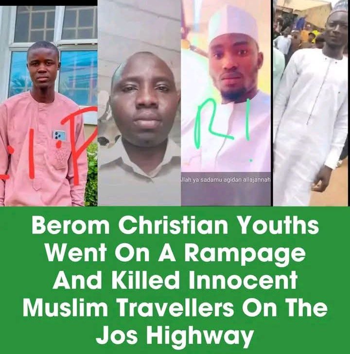 This is utterly condemnable! The Berom militia should be told to be brave to confront Fulani herders in their settlements and fight them; they evade venting their anger on innocent passersby please. The killing of travelers in Plateau villages has been a norm and must stop now.