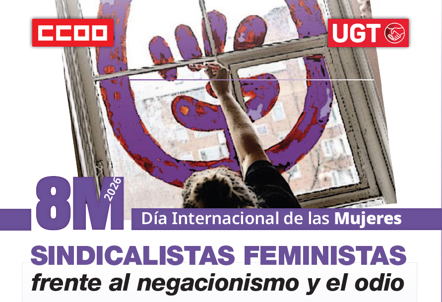 El sindicalismo de clase reafirma su compromiso feminista. Con motivo del #8M, CCOO y UGT lanzan un manifiesto conjunto en el que sitúan la igualdad real, la corresponsabilidad y la lucha contra las violencias machistas en el centro de la acción sindical. sae.fsc.ccoo.es/noticia:750783