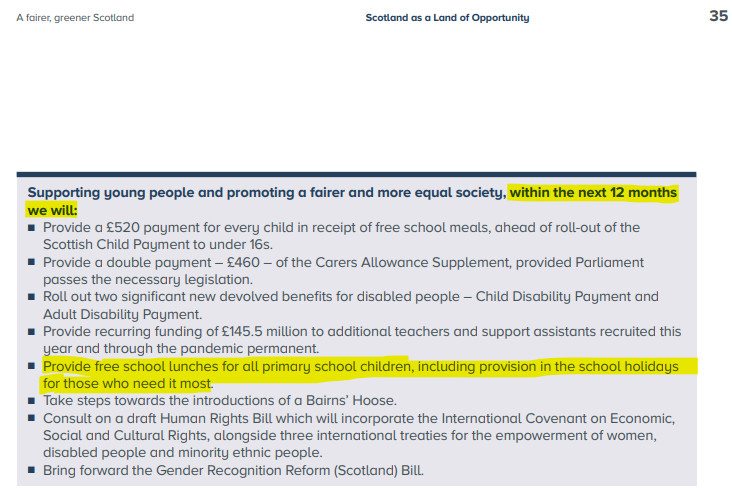 No Glasgow is not the first. Inverclyde offered free meals for all P1-7 pupils from last August. 

Also worth noting that Scot Gov/SNP promised  all 32 Scottish councils would have this in place by 2022, as shown in their 2021 programme for government, here...