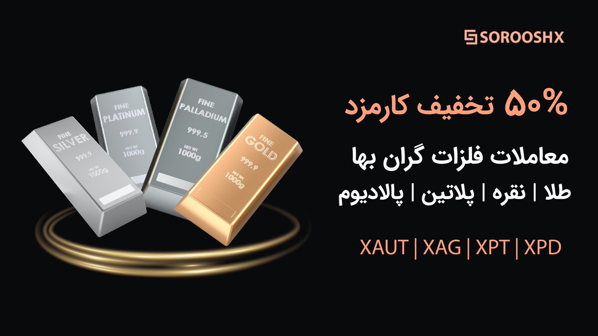 AmirXau's tweet photo. ۵۰ درصد تخفیف کارمزد روی فلزات گران بها 🔥🔥🔥

▫️طلا / نقره / پلاتین / پالادیوم

$XAUTUSDT
$XAGUSDT
$XPTUSDT
$XPDUSDT

https://t.co/RjTvaQKePO https://t.co/LcX4blJ2jG