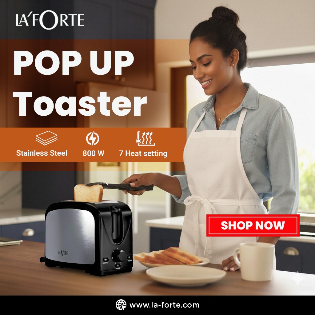 LaForteOfficial's tweet image. Crispy Mornings. Perfect Toast. Every Time.

Start your day right with the LA’FORTE Pop Up Toaster, designed for fast, even, and consistent toasting. 

Buy now:  la-forte.com//product/la-fo…

#LAFORTE #PopUpToaster #StainlessSteel #ModernKitchen #Toaster #BestToaster #ToasterDeals