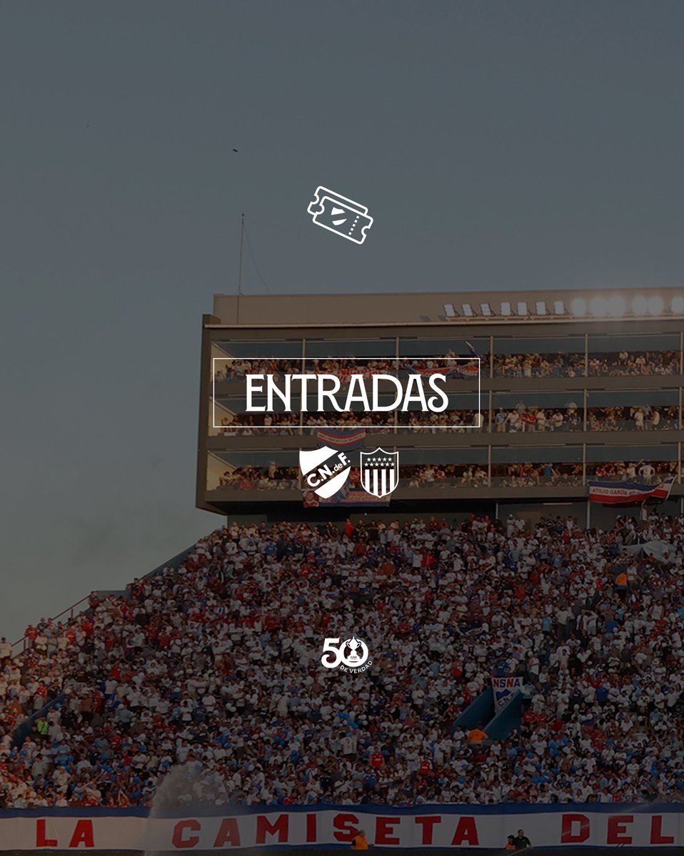 Nacional's tweet photo. 🎟️ 𝗘𝗡𝗧𝗥𝗔𝗗𝗔𝗦 🆚 𝗣𝗘𝗡̃𝗔𝗥𝗢𝗟

🏆 @LigaAUF 
⚽️ Torneo Apertura | Fecha 4️⃣

⏰ A partir de las 10:00hs quedan habilitadas las entradas para socios honorarios, vitalicios y cadetes.

🔄 Los cambios de categorías serán a partir de las 00:00hs. 

📲 Conseguí la tuya en https://t.co/Wm5gAzWE6B