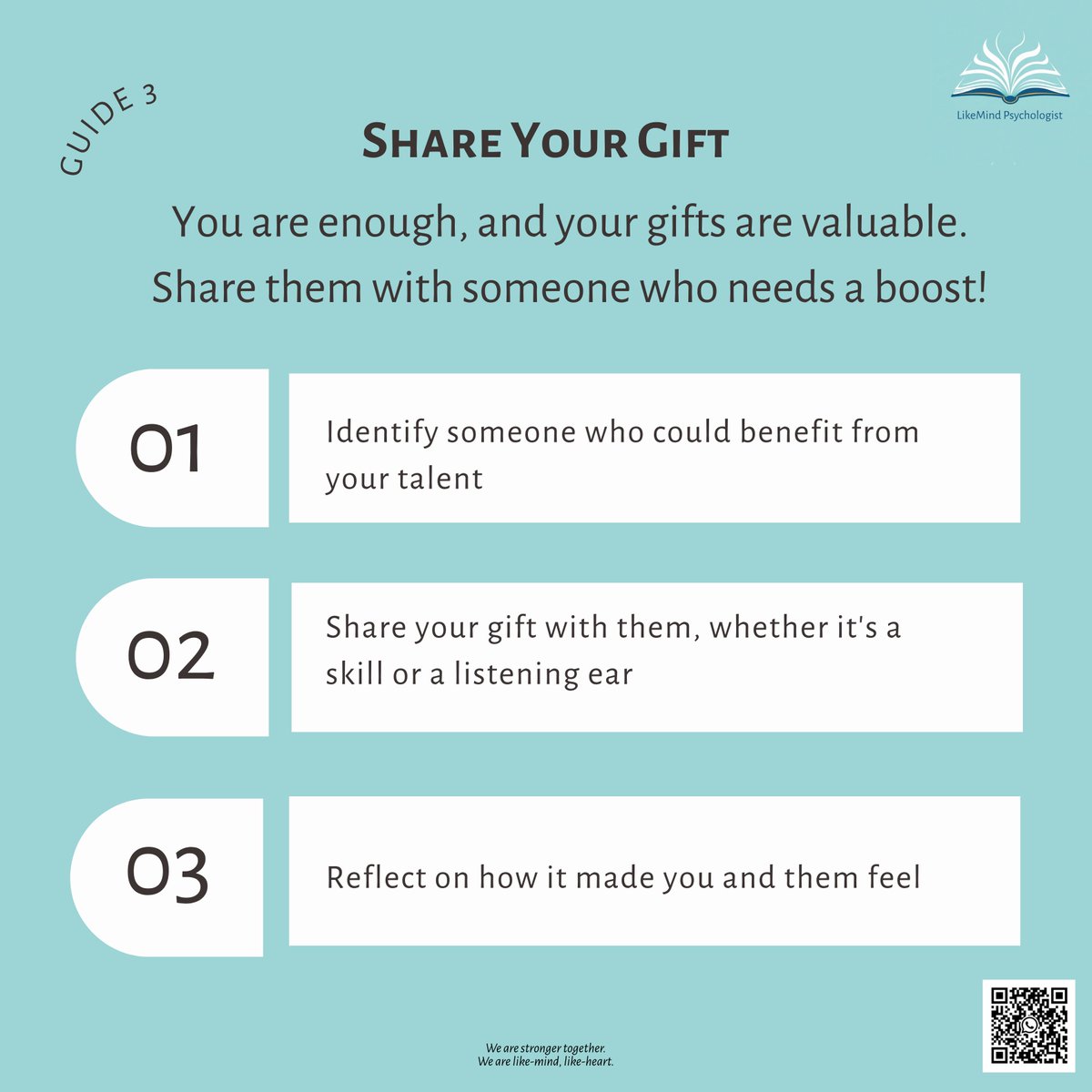 LMPsychologist's tweet photo. Your gift doesn’t need a big platform—just one person.

This week:
✅ Identify someone who needs a boost
✅ Offer one gift (a skill, your time, or a listening ear)
✅ Notice the impact—for them and for you
Small support. Real difference. One moment at a time.
#FaithAndMentalHealth #GiftsAndTalents #GrowthMindset