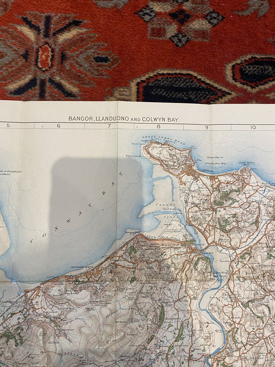 Sidthepainter's tweet image. ‘Didn’t we have a lovely time, the day we went to Bangor’.. Look at this delightful item. 1909 is the date on it. Linen backed. Smashing condition. Would look lovely framed and on a wall if this is  your part of the world. They certainly won’t be making any more.
#mapsmapsmaps