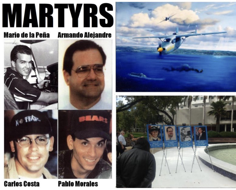 MaElviraSalazar's tweet image. Thirty years ago today, the Cuban regime carried out a premeditated act of state-sponsored murder, sending MiG fighter jets to destroy two unarmed Brothers to the Rescue aircraft over international waters, killing three American citizens and one U.S. permanent resident.

Brothers