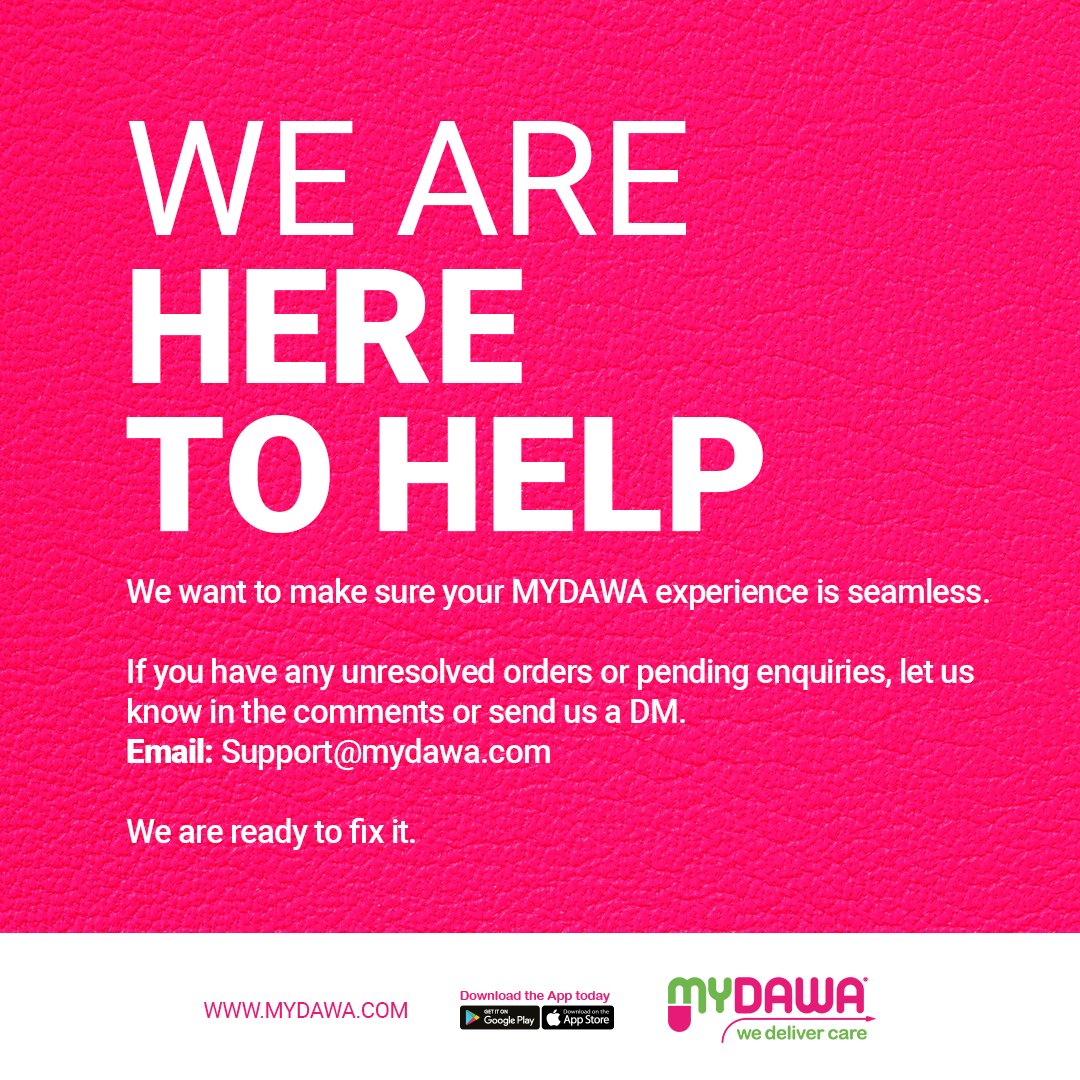 MyDawaApp's tweet photo. Your experience matters to us.
If you have an unresolved order or enquiry, please reach out via comment, DM or WhatsApp
We are listening, we care, and we are here to make it right.

#Weareheretohelp
#WeDeliverCare https://t.co/lAYa6OskZC