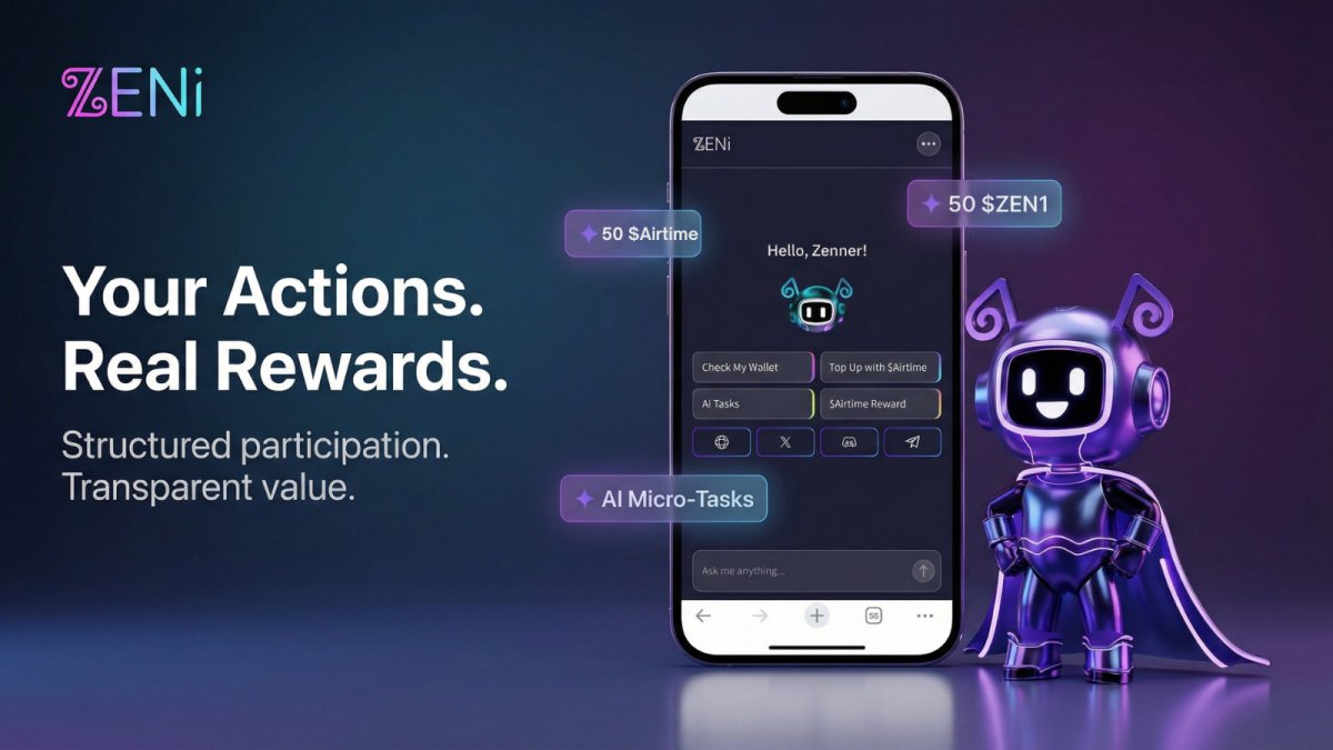 New day, new signals.

Have you checked today’s mission in the ZENi dashboard? 👀

Verified actions.
Quality-scored contributions.
On-chain rewards: $ZEN1

See what’s waiting for you today 👉 agent.1zeni.com

#ZENi #Web3 #AI