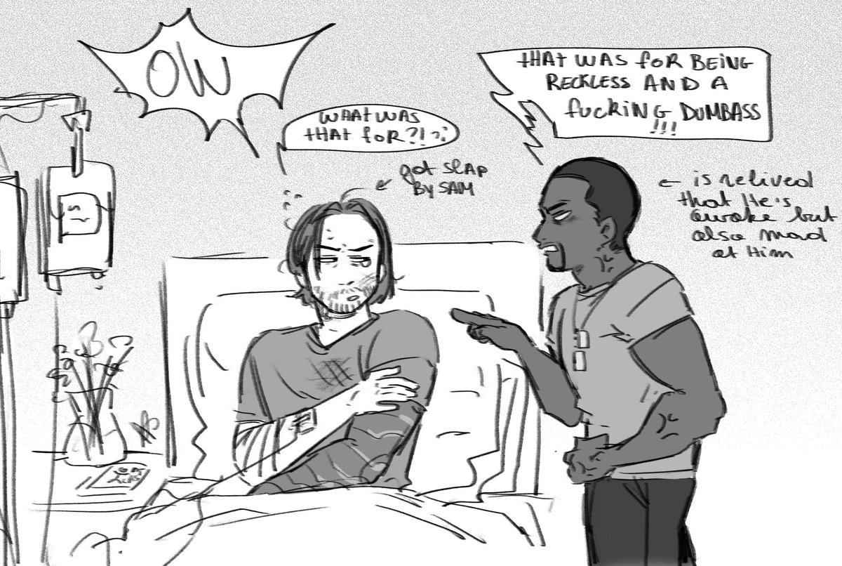 lylys482's tweet image. He's fine guys :P I have decided to let him live ヽ(￣▽￣)ノ

#sambucky #buckysam #FATWS