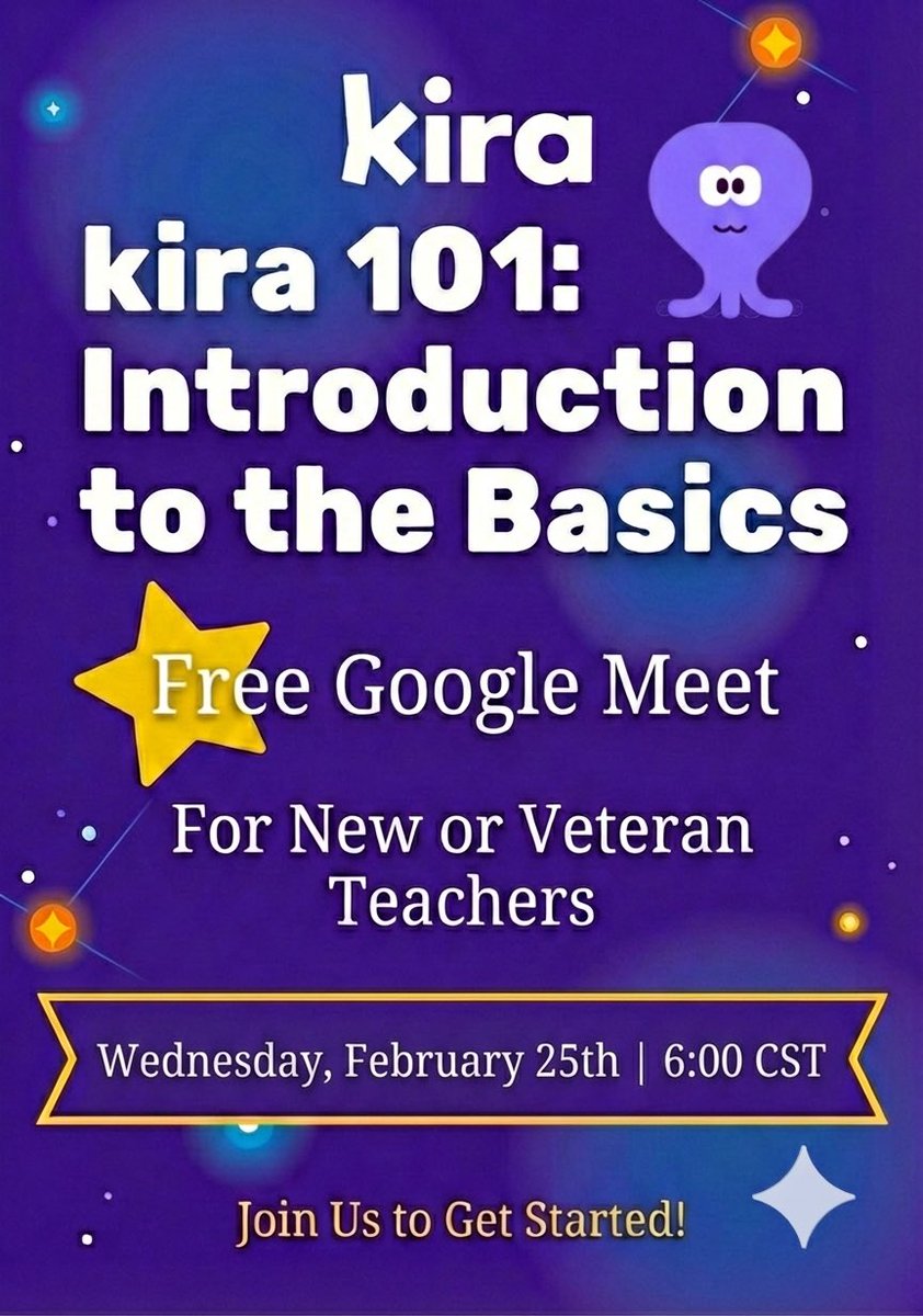 RedneckEdTech's tweet photo. Kira 101: Introduction to the Basics
Wed, Feb 25: 6–7pm CST
Google Meet: https://t.co/bAM3DHxNdu

Ready to master Kira essentials? Join our upcoming Google Meet. This drop-in session is designed to introduce you to Kira and answer questions whether you're a beginner or veteran. https://t.co/ZgWR1U23R7