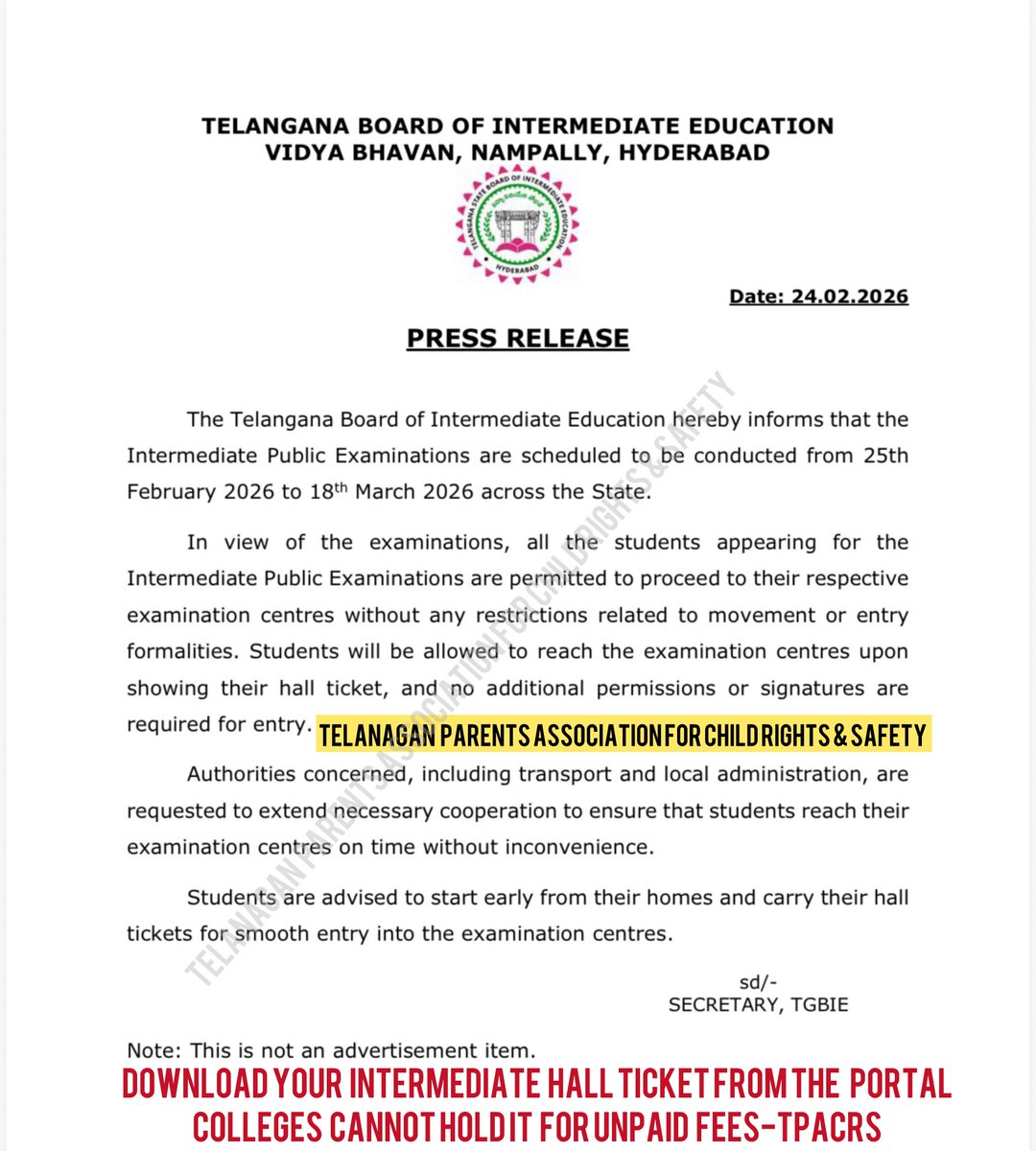 Telangana Parents Assoc For Child Rights & Safety tweet media