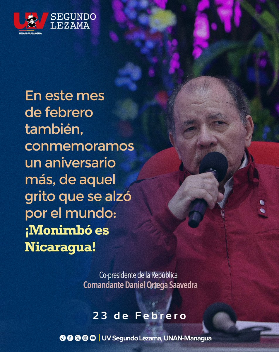 13JulioUNANMGA's tweet photo. Palabras del Comandante Daniel Ortega, copresidente de #Nicaragua, en el Acto conmemorativo del 92 aniversario del paso a la inmortalidad del general #Sandino

#SomosUNAN 
#ManaguaSandinista https://t.co/GHirY5leWr