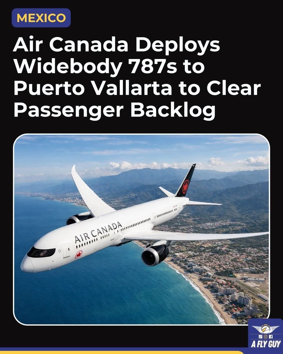 Starting Tuesday, February 24, 2026, Air Canada is operating Boeing 787-9
Dreamliners on select routes between
Puerto Vallarta and Canada, significantly increasing capacity on flights to Toronto and Montreal. The move adds up to 258 additional seats per flight on some services,